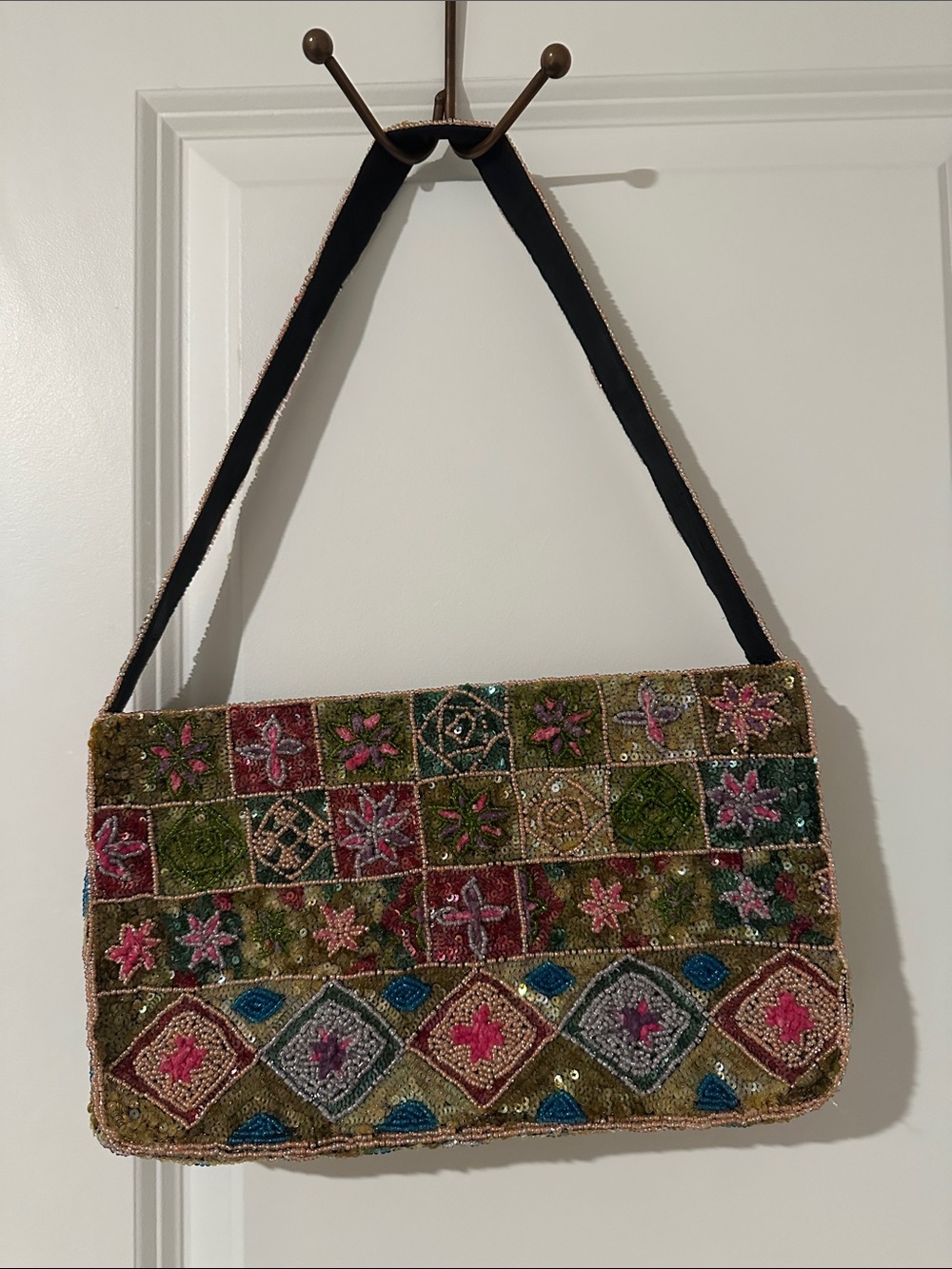 Pierre Urbach Embroidered Patchwork Shoulder Bag